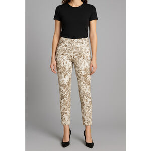 KAL RIEMAN Pants Womens 2 White Baroque Floral Printed Cottage Slim Ankle USA